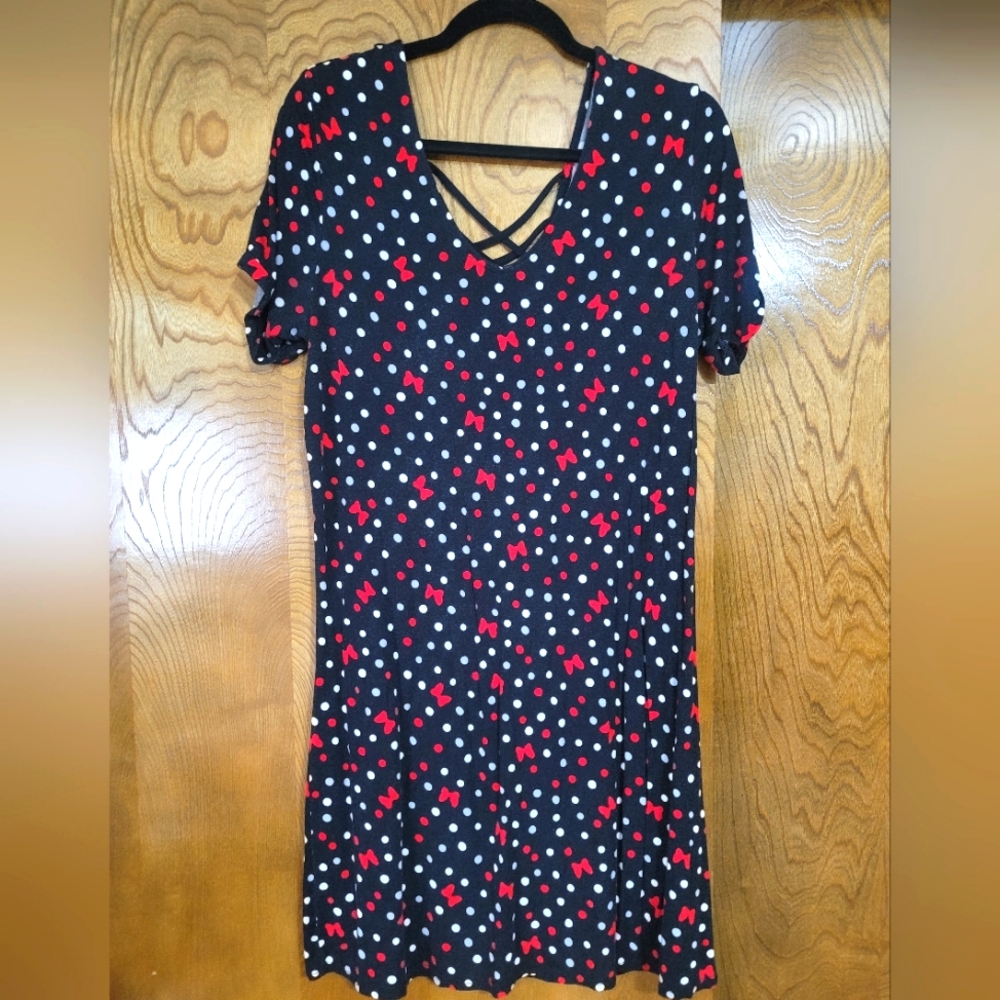 Disney Minnie Mouse Red and White Flutter Sleeve Sundress Sz L